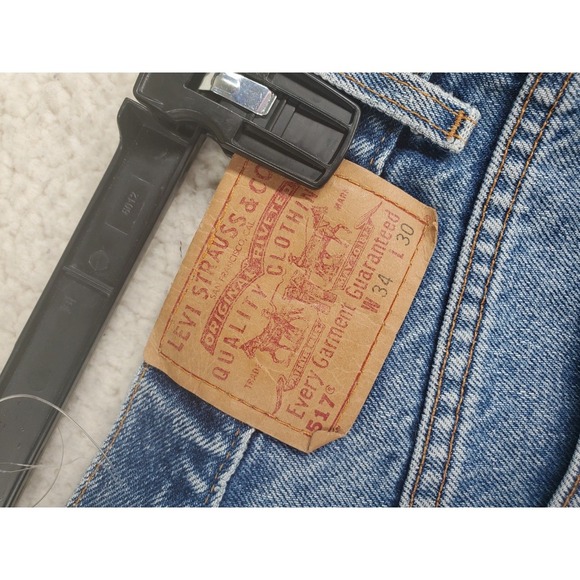 Vtg Y2K Levis 517 Blue Jeans Mens 34x30 (33x25) Straight Leg Distressed USA Made - Picture 4 of 14